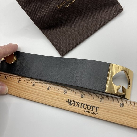 Kate Spade Logo Twist Lock Heart Leather Bracelet Brown Gold gift bag 8" NWOT - Picture 11 of 12